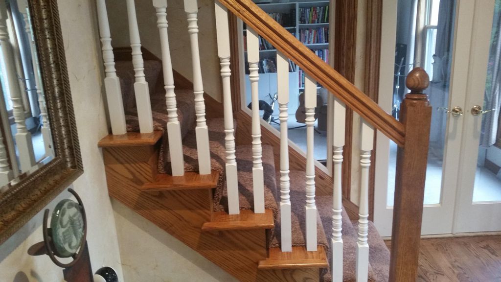 Staircase spindles painted