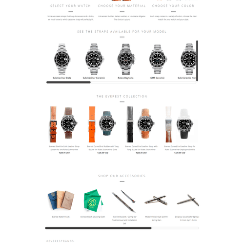 Everest Watch Bands:

Web design, UI/UX, Marketing