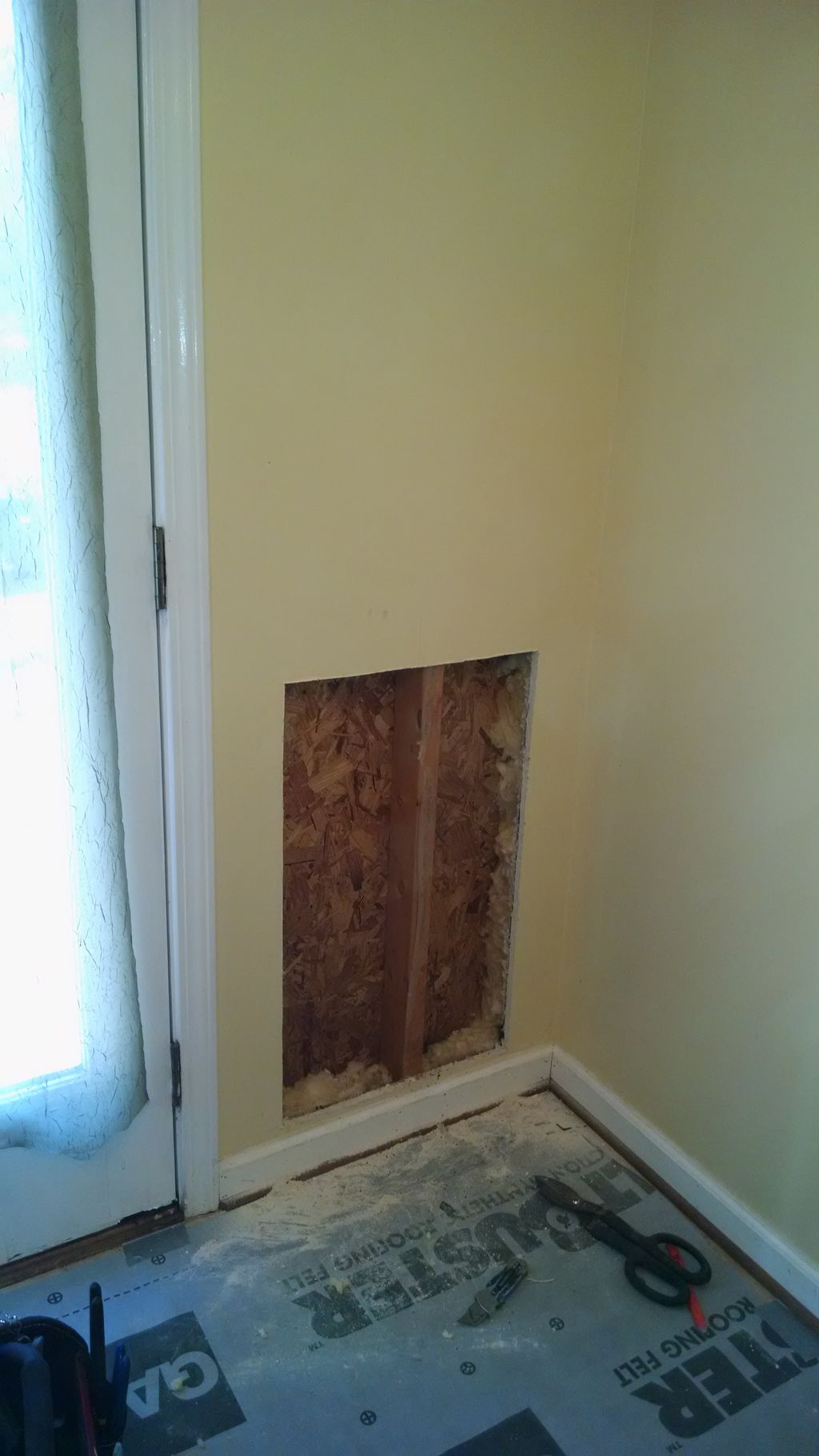 Interior cut out for dog door.