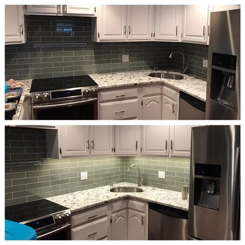 Under cabinet lighting. Before and after.