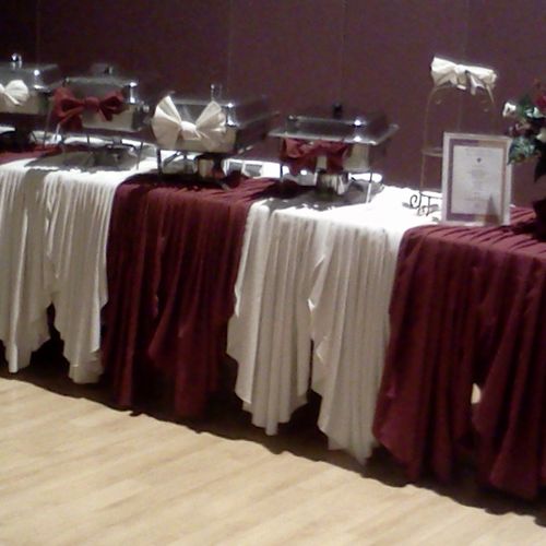 An Elegant Burgundy and Cream Buffet set-up