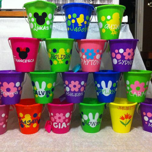 Sand/Easter Pails Customized with name and image $