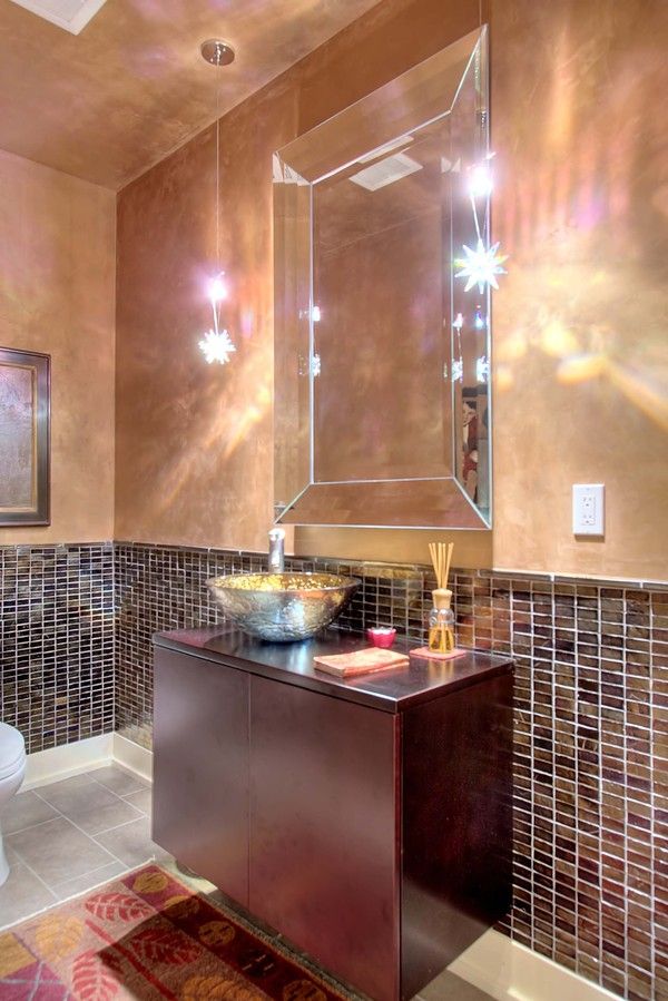 Powder room color, re-design and architectural fin