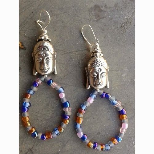 handmade beaded Buddha earrings