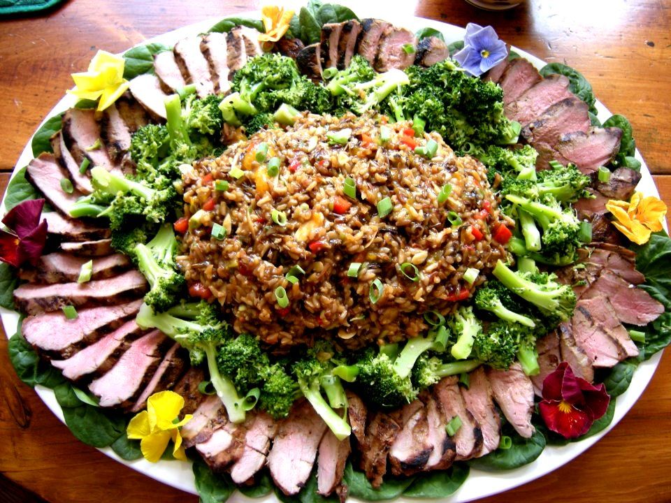 Grilled Sesame Orange Duck with brown rice salad
