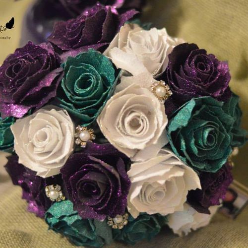 Purple, Teal and White Blooms