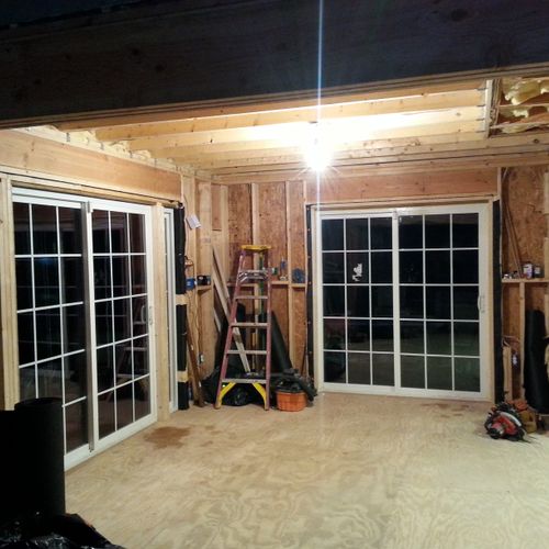Interior of home addition with sliding doors insta