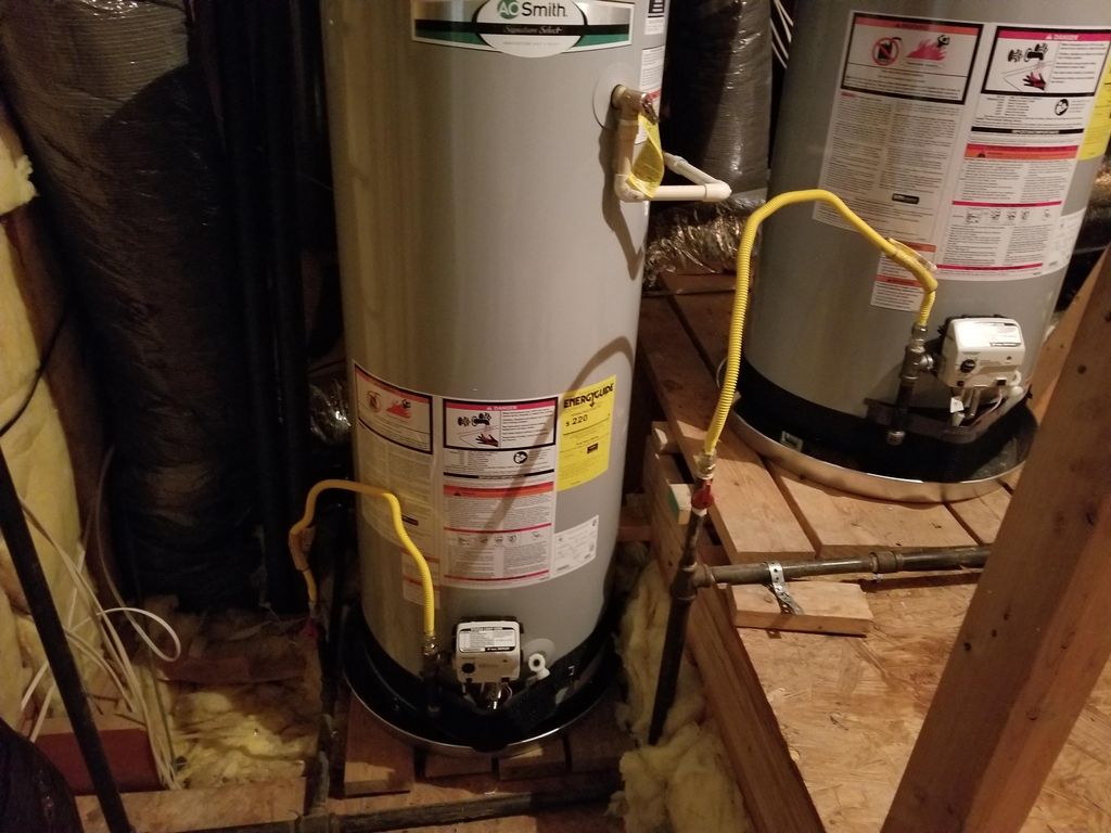 Installed tandem water heaters 