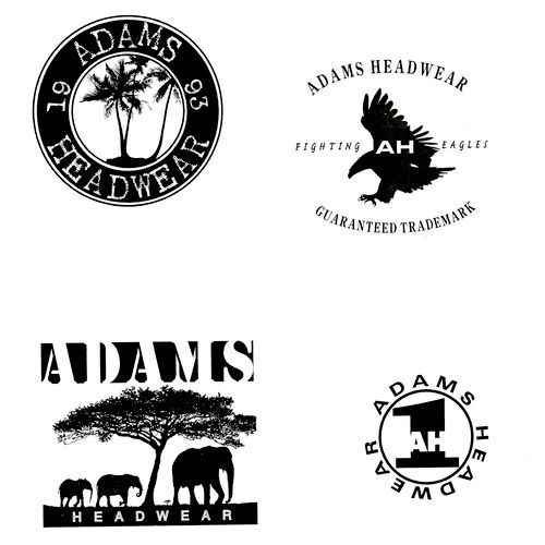 Adams Sportswear various logo designs for hats and