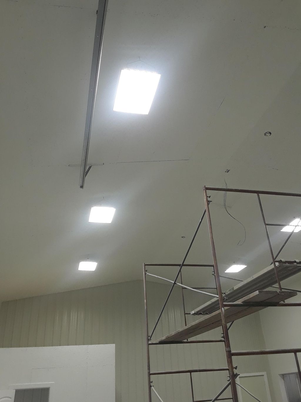 L.E.D highbay fixtures in shop.
