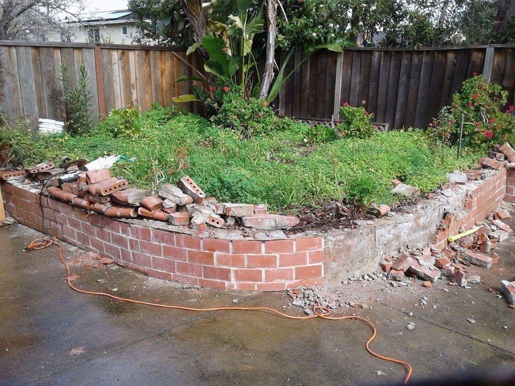 Demolition of retaining wall and Dirt Removal,  an