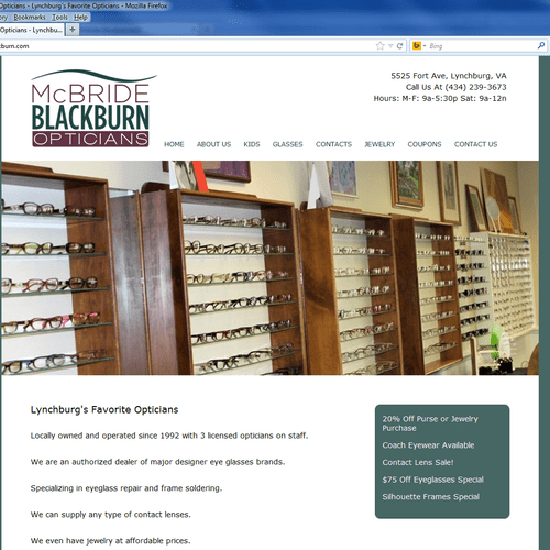 McBride-Blackburn Opticians is a local Lynchburg, 