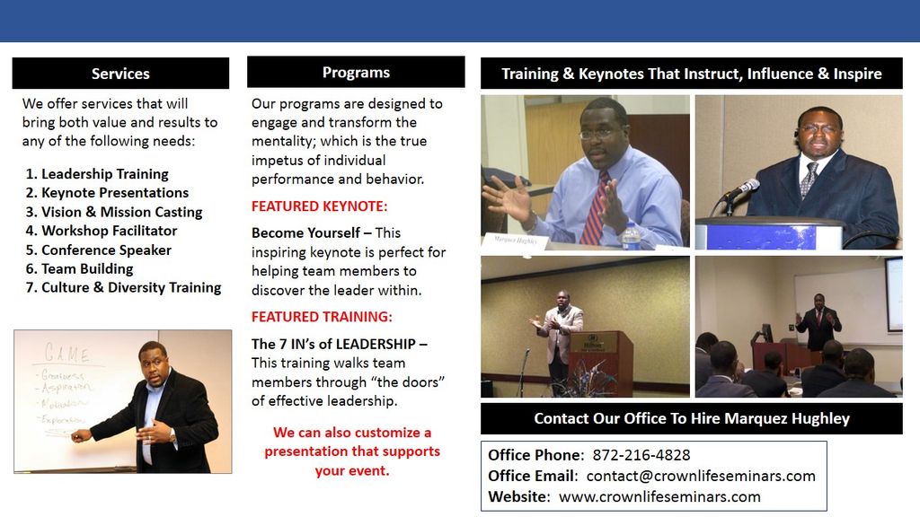 (3/3) Marquez Hughley - Speaker Brochure - Crown L