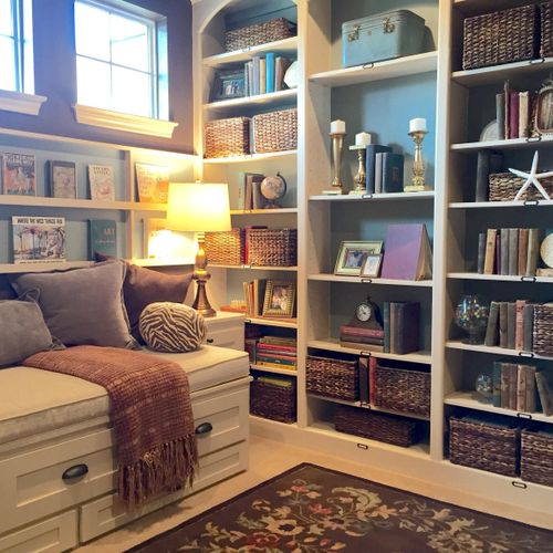 Organized and decorated library 