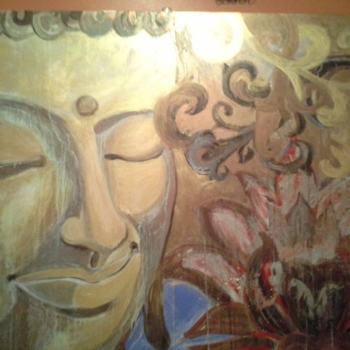 Buddha acrylic on board hand painted by Lisa