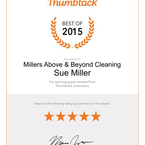 Miller's Above & Beyond Cleaning Best of Award 201