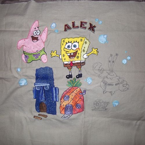 Embroidery spongebob pillow
