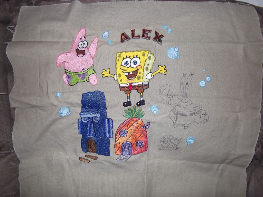 Embroidery spongebob pillow