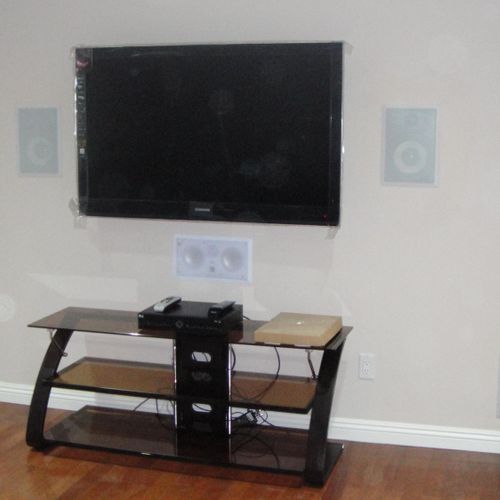 On wall TV mount- With In-wall surround sound
