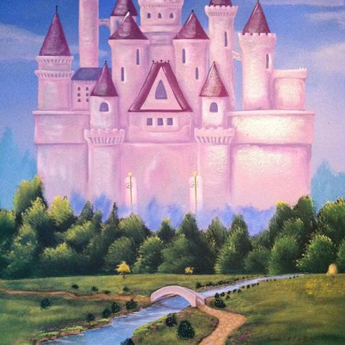 full wall Disney Princesses mural