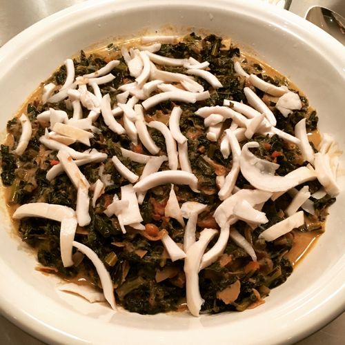 Northern Indian spinach saag with cashew cream and