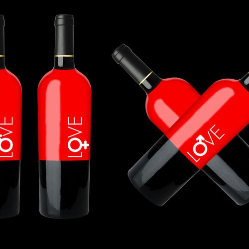 A design for valentine's day. Custom bottle logos