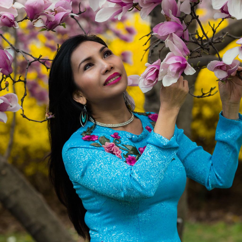 Portrait with flowers