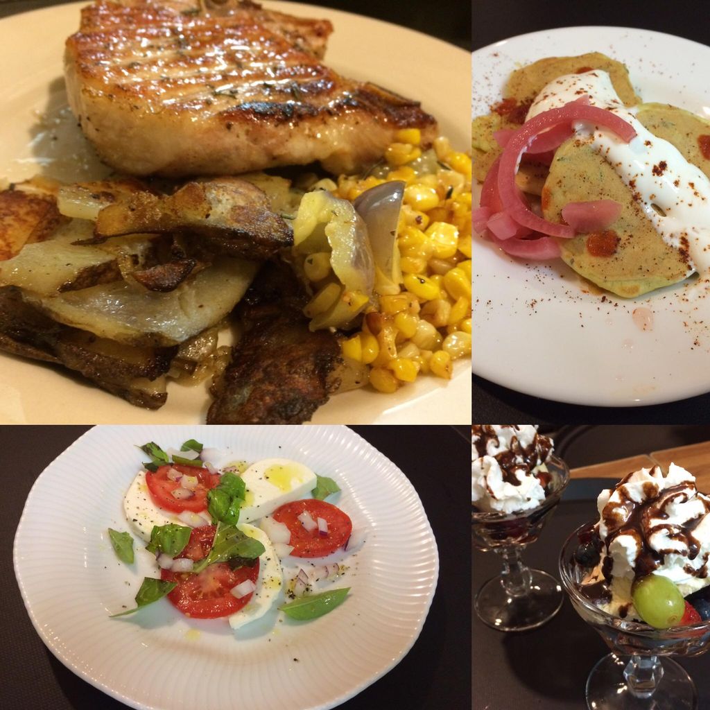 Bone-in Pork Chop, Caprese Salad, Ice Cream Sunday