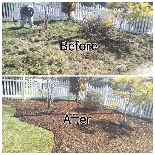 irrigation and sod install mulch