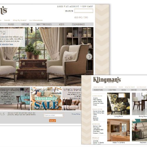 Klingman's Furniture - website design,  digital bi