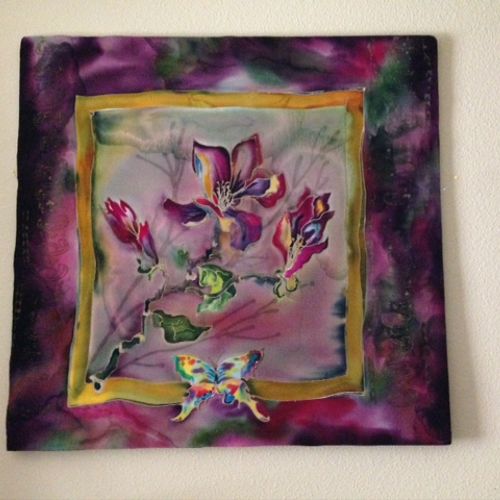 floral painting on silk