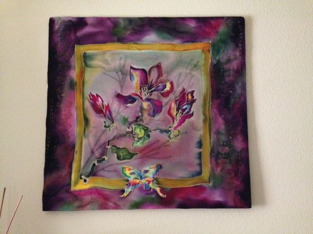 floral painting on silk
