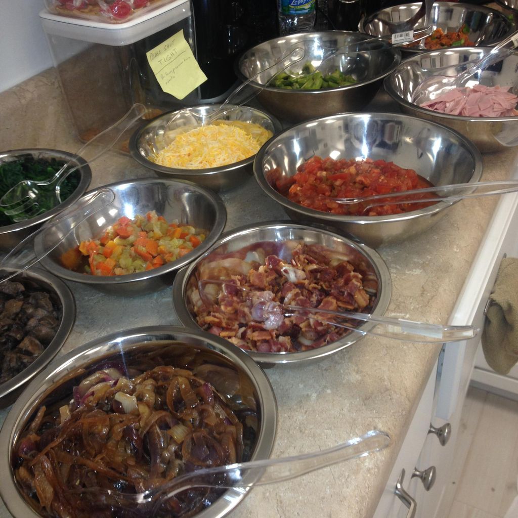 setting up on site Omelet Station