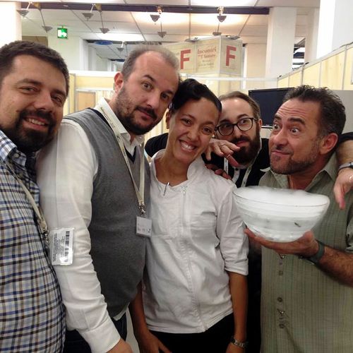 Chef Chandler meeting with colleagues in Italy