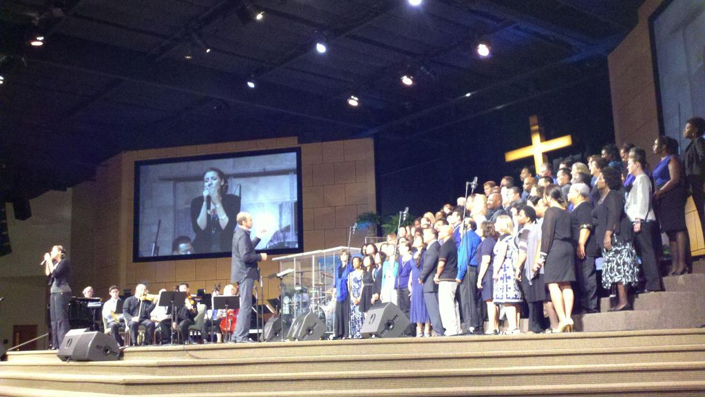Leading a song with a 200 voice choir at my old ch