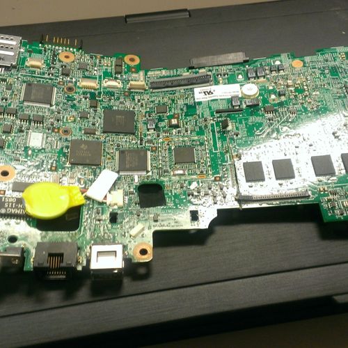 a broken motherboard out of laptop
