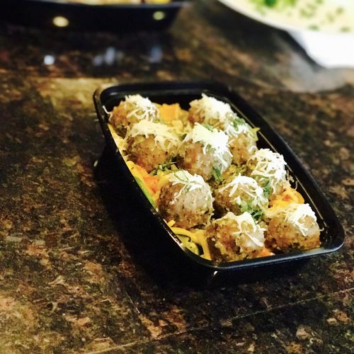 Pesto Meatballs with Zucchini and Butternut Squash