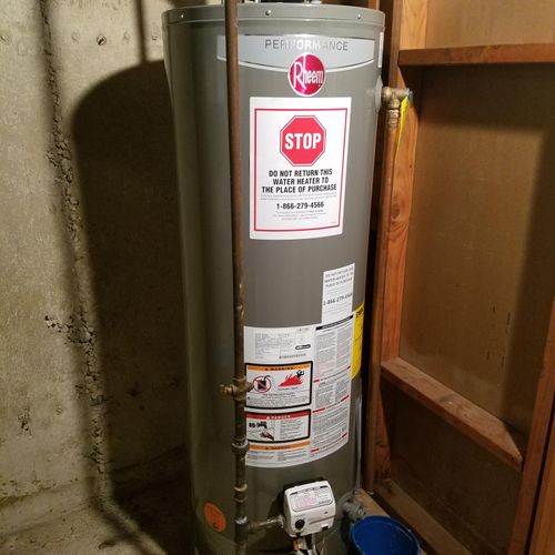 rheem 40 gallon natural gas water heater 