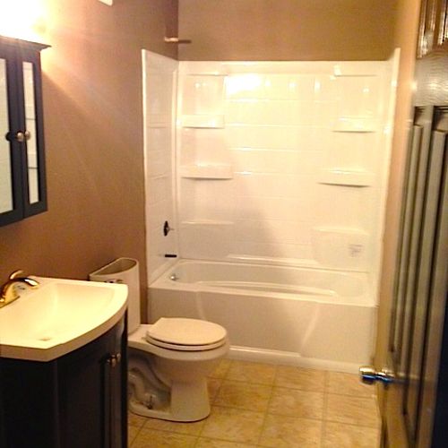 This bathroom went from dingy to brand new!