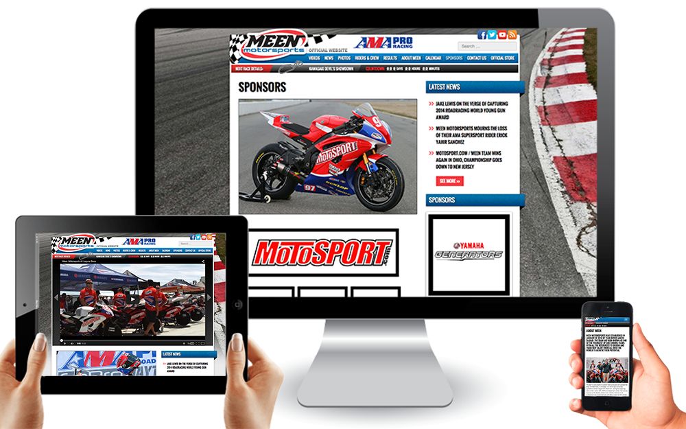 Custom website built for Meen Motorsports