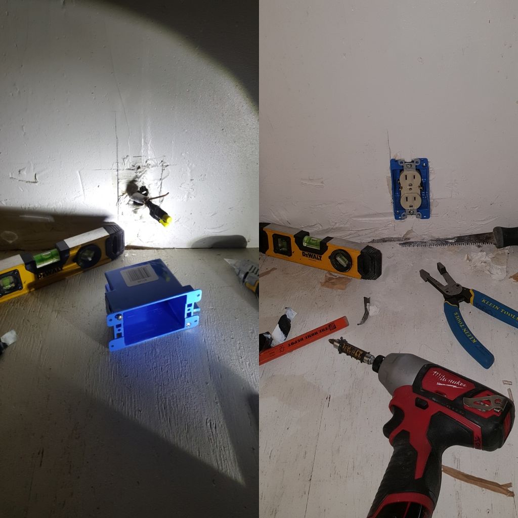 installing outlet box.