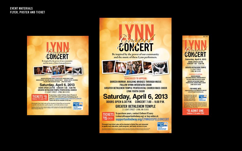 Flyers, Posters and Tickets for United Way's Lynn 