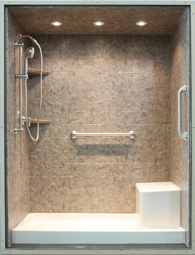 Seated Shower w/FDA Approved anti-microbial liner.
