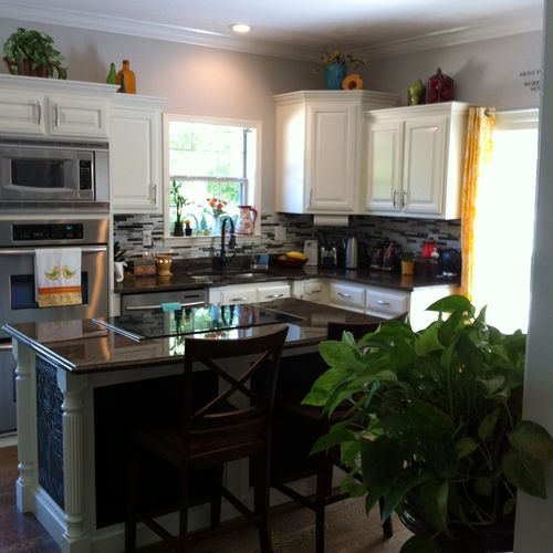 Kitchen cabinets, walls and trim we painted in Sou