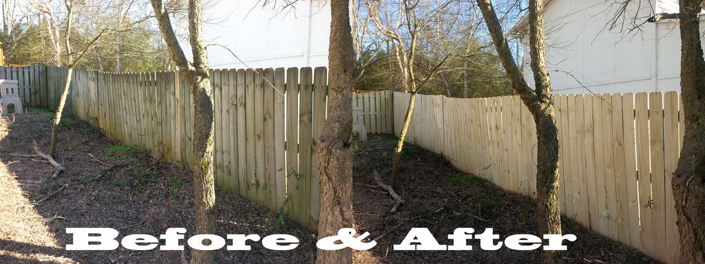 Fence before and after, prepped to be stained and 