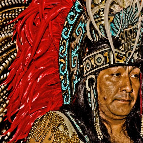 Native American in parade in California for Mercha