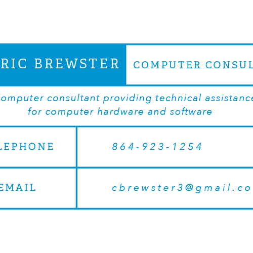 Back of business card for a freelancing computer c