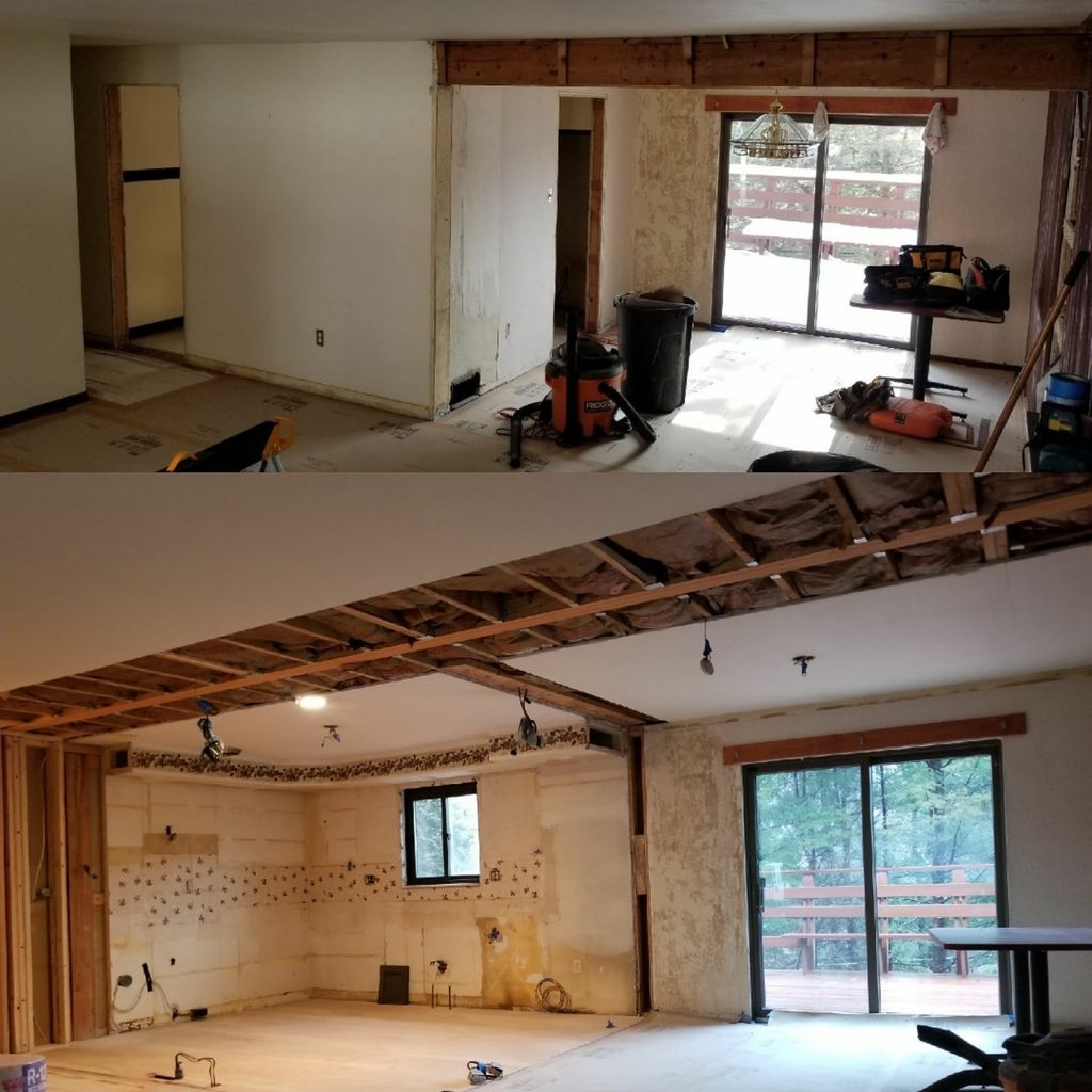 Removed load bearing walls and added a hidden beam