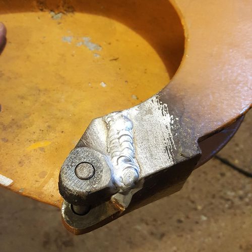 Repaired broken cast aluminum cold saw guard