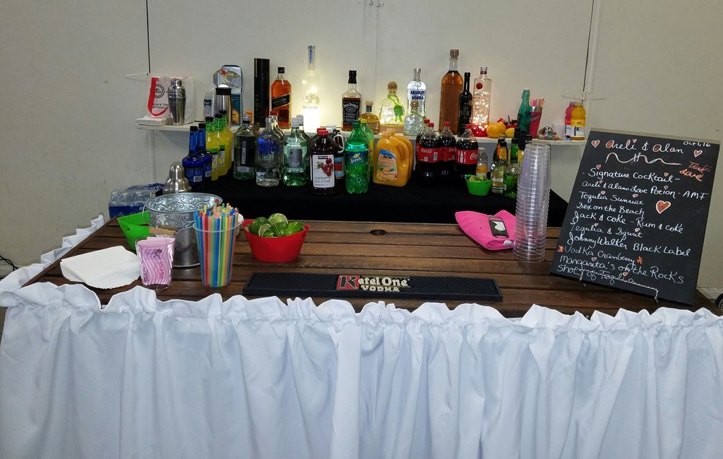 My portable bar set up for a wedding in Riverside 